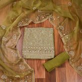 Crush Shimmer Green Unstitched Suit